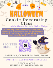 Load image into Gallery viewer, Halloween Cookie Decorating Class 🎃 | In-Person | Oct 24 | Westwood, MA
